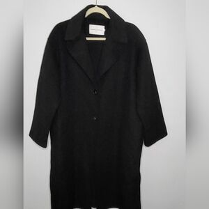 Rebecca Minkoff Relaxed Double Face Black Wool Blend Coat Size Large